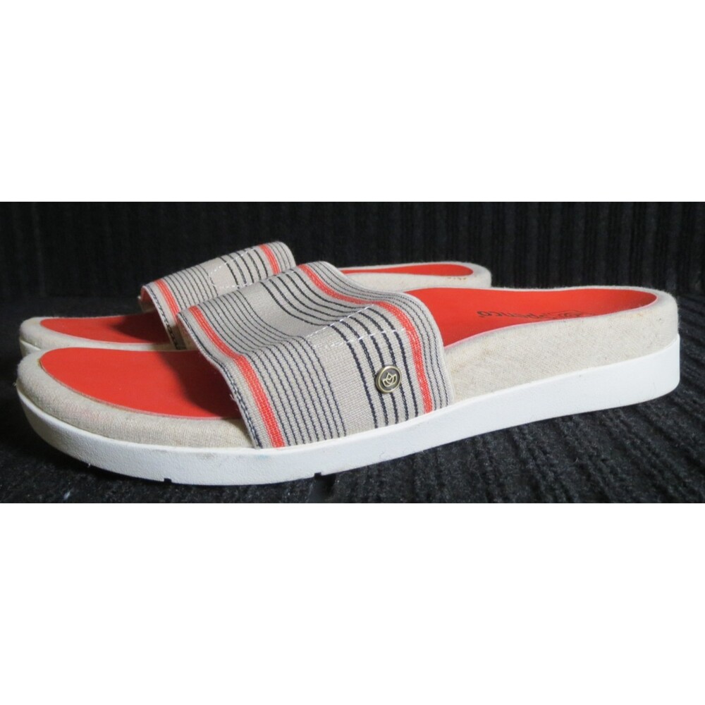 Spenco Desert Stripe Orthotic‎ Slides Sandals Size 8.5 Sunset Orange Womens